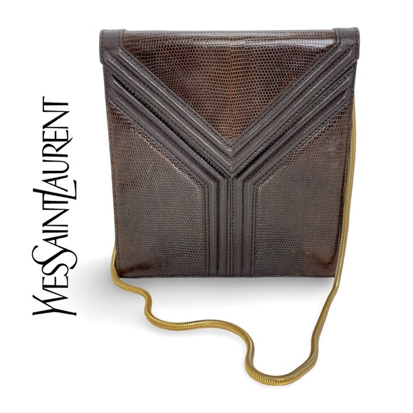 Extremely Rare YSL Yves Saint Laurent Opium Reptile Skin Shoulder Bag w/ Chain - Picture 1 of 13